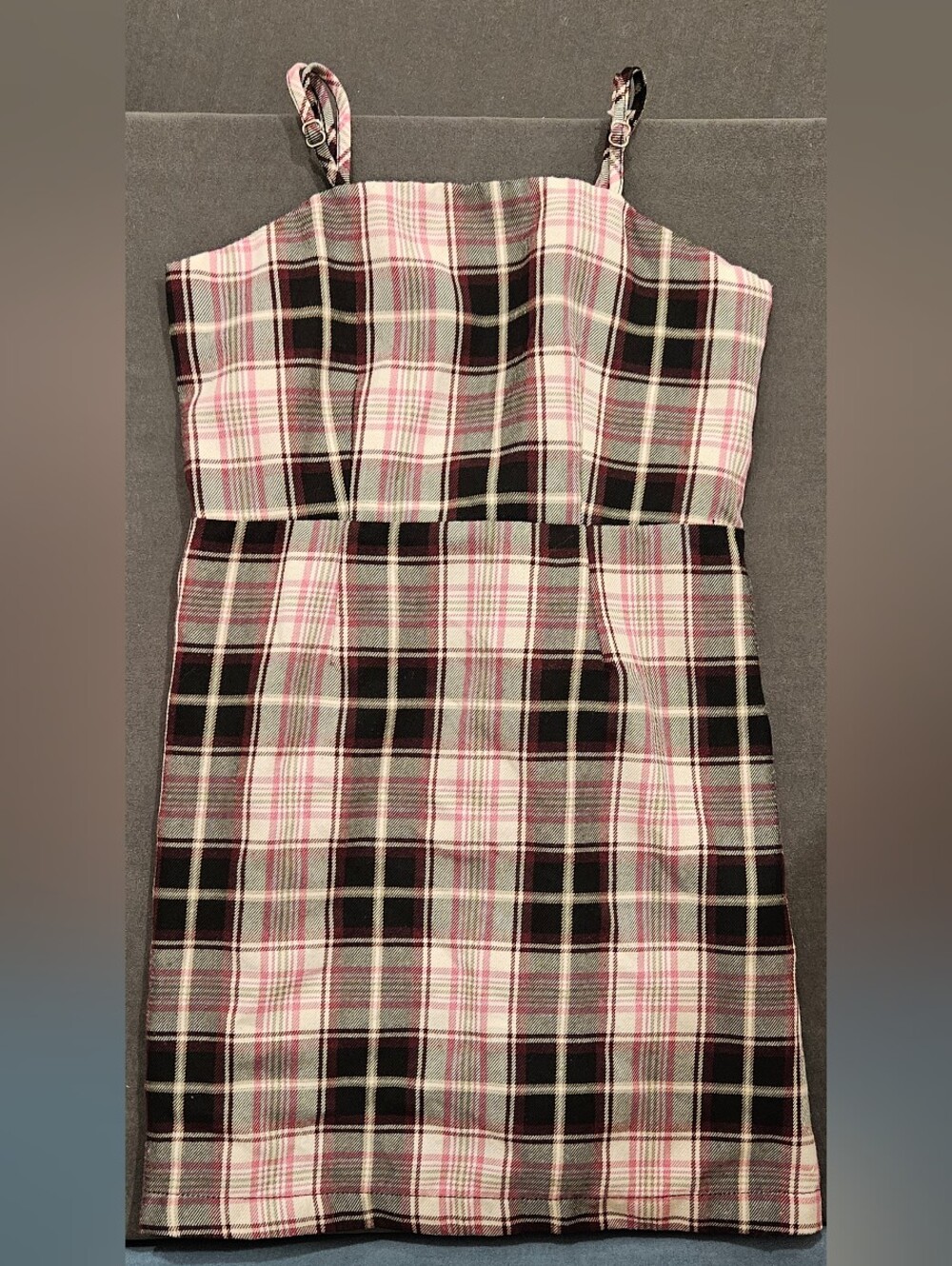 Forever 21 Pink and Black Plaid Strappy Mini Dress
